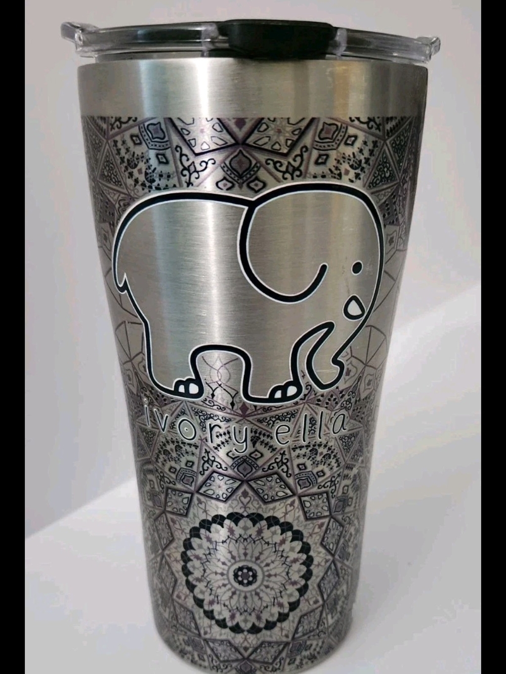 Tervis ivory ella Silver Stainless Steel Tumbler w/ Elephant Rania Nightshade
